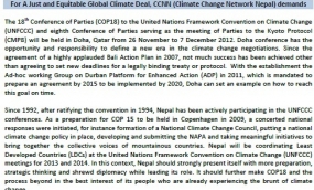 For A Just and Equitable Global Climate Deal, CCNN  demands (CCNN's ask for COP18/CMP8)
